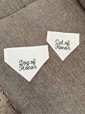 Dog of Honor & Cat of Honor Pet Bandanas - White with Black Script